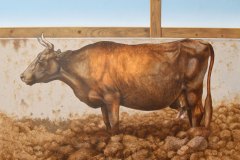 Amber the cow. Acrylic on canvas. 60x48 inches. 2023.