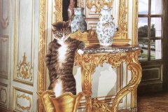 Puss-in-boots. Mice polishing his shoes.