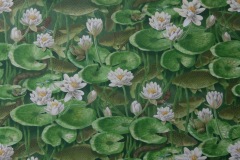 Water lilies and carps. Acrylic on canvas. 52x44 inches.