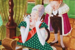 The Queen and her diamonds. Acrylic on paper. 13x13 inches.