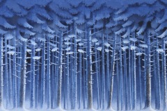 Backdrop rendering for Richmond Ballet Snow Scene. Acrylic on paper.  24x12 inches.